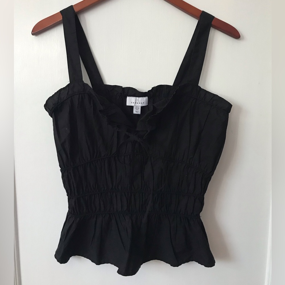 TopShop Black Tank with Front Tying Keyhole